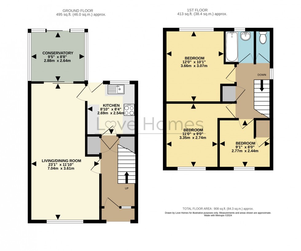 Floorplan for Hall End Close, Maulden