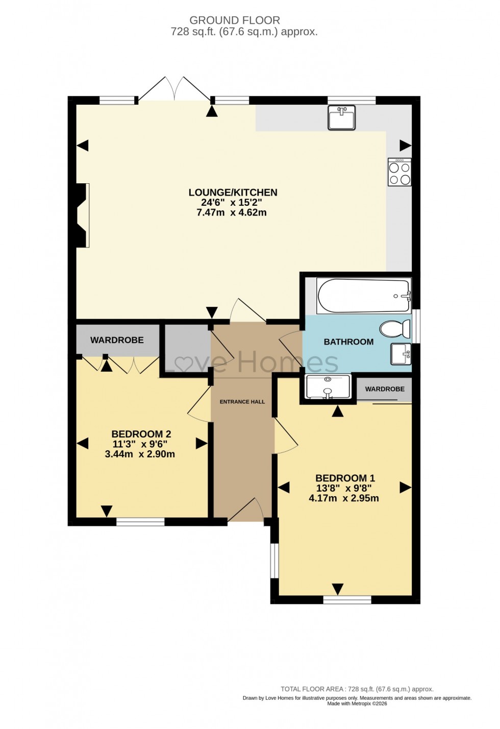 Floorplan for Meadow Close, Clophill
