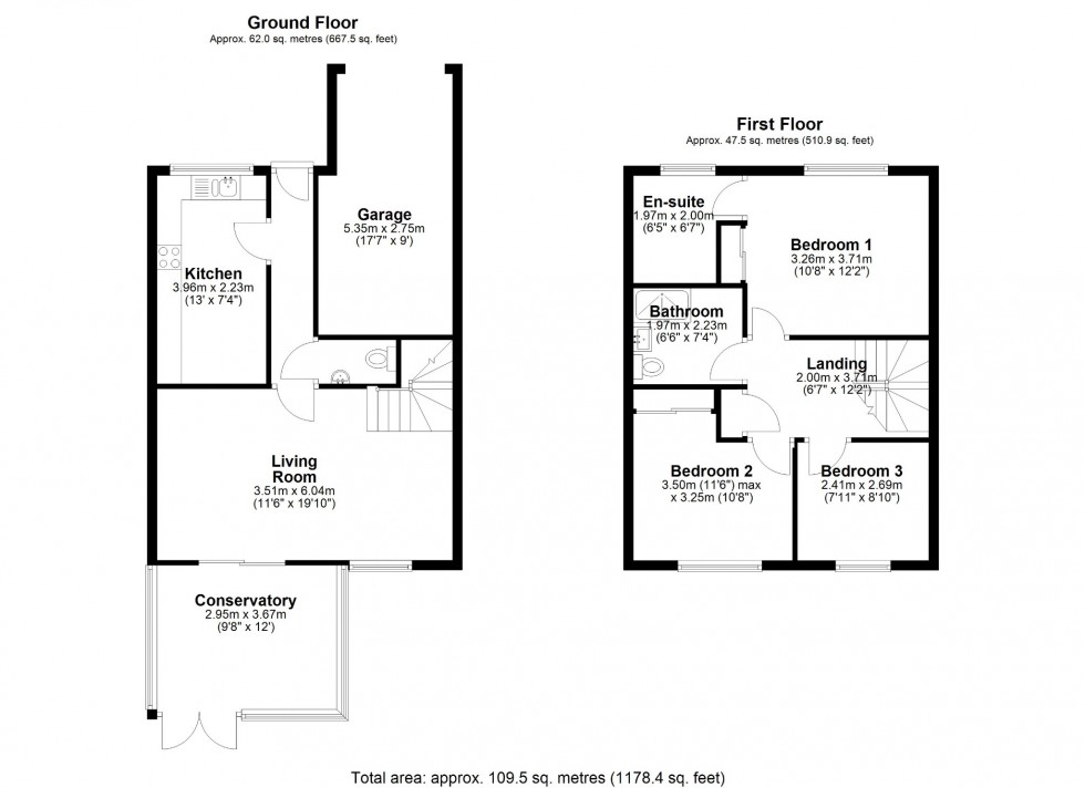 Floorplan for Whitwell Close, Luton, Beds, LU3