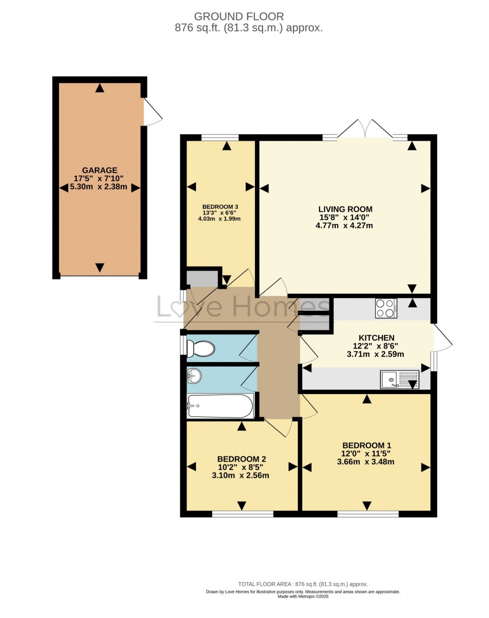 Floorplan for Pevensey Grove, Flitwick