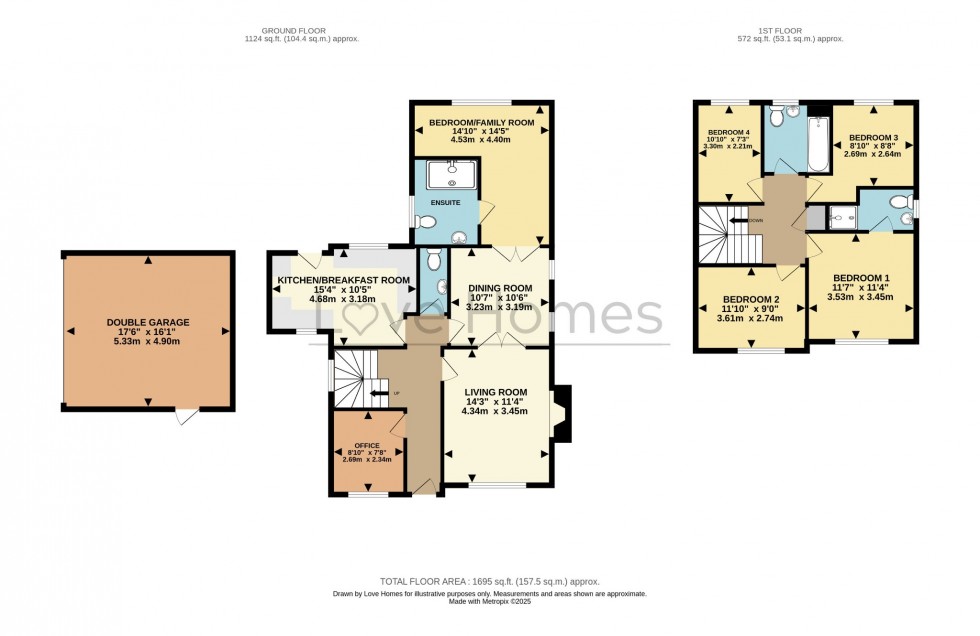 Floorplan for Oak Drive, Pulloxhill