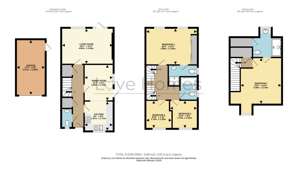 Floorplan for Finns Villas. Luton Road, Toddington
