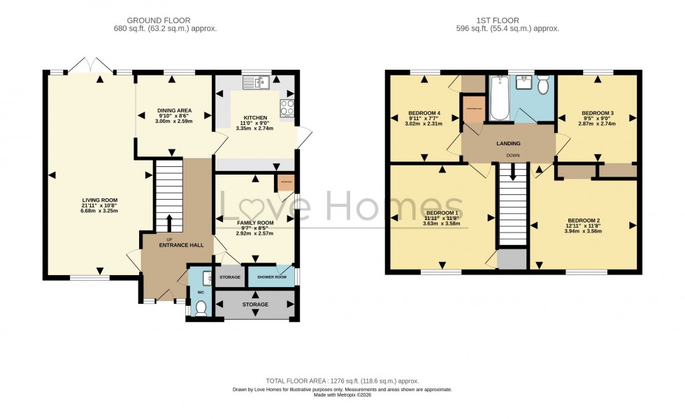 Floorplan for Dearmans Close, Clophill