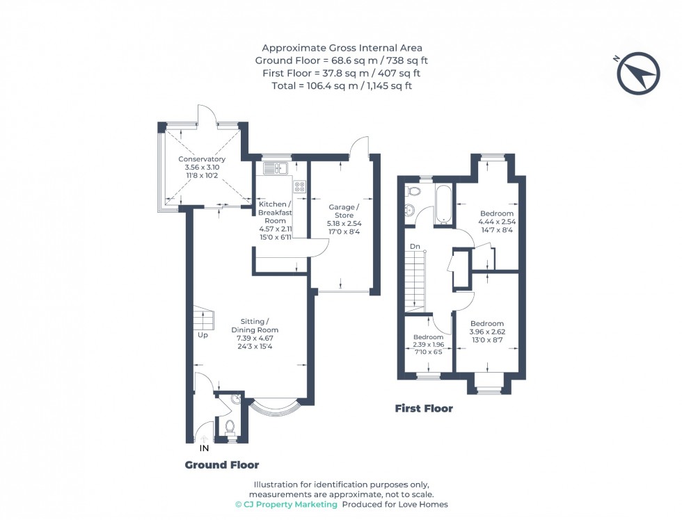 Floorplan for Edkins Close, Luton, LU2 7SS