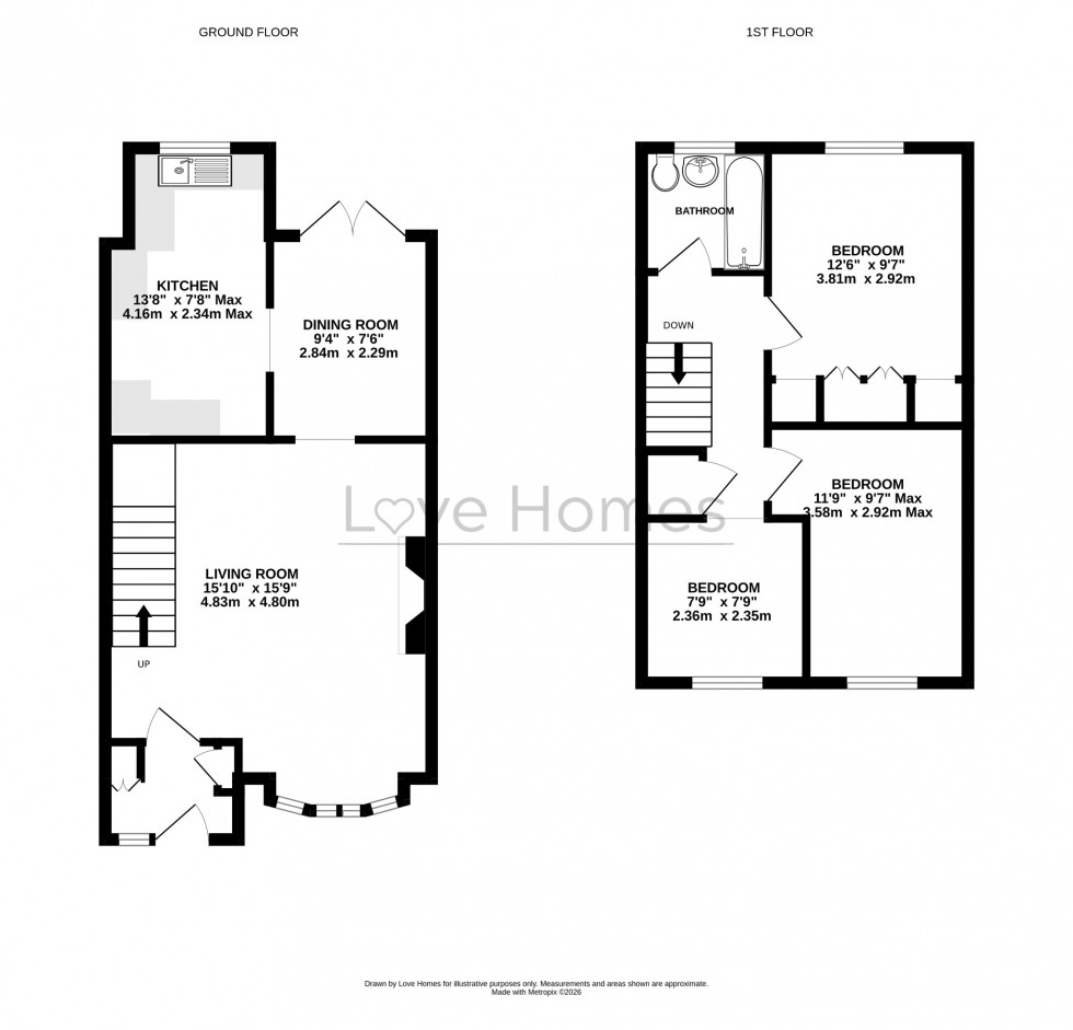 Floorplan for Rosedale Close, Luton, LU3 3AP