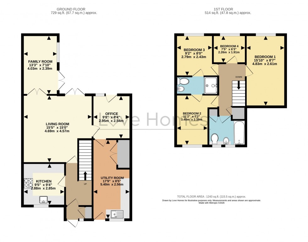 Floorplan for Fir Tree Close, Flitwick