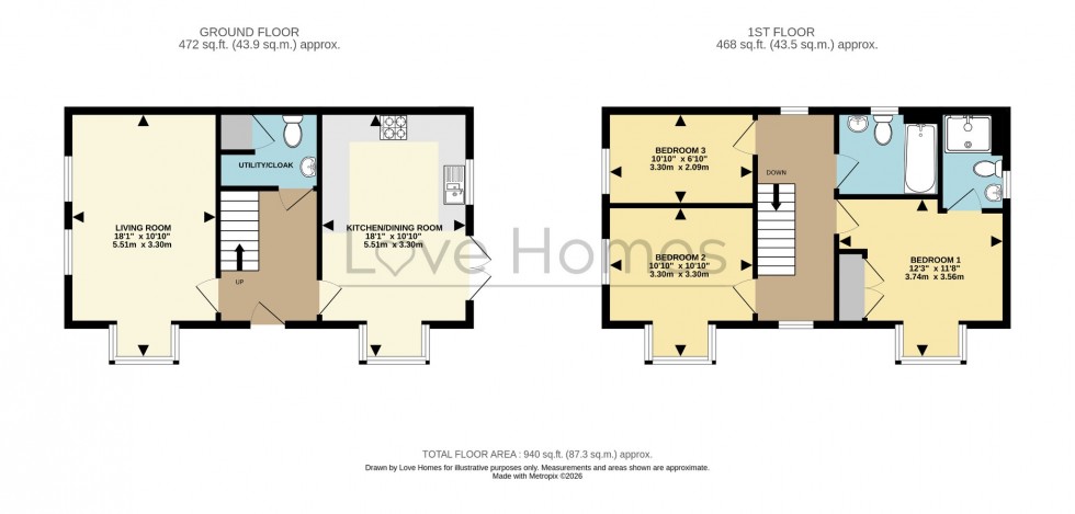 Floorplan for Pankhurst Row, Flitwick