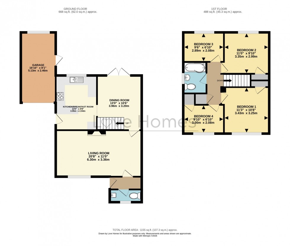 Floorplan for Mander Close, Toddington