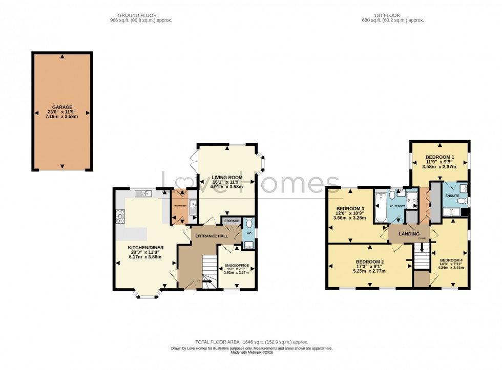 Floorplan for Biggs Avenue, Lidlington