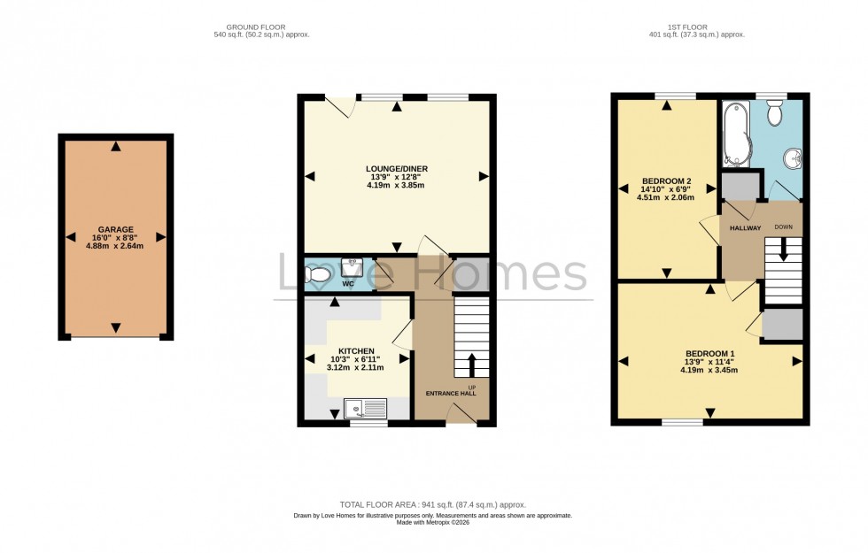 Floorplan for Nottingham Close, Ampthill