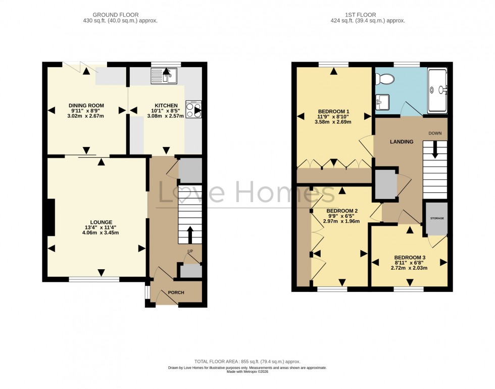 Floorplan for Spring Close, Ampthill