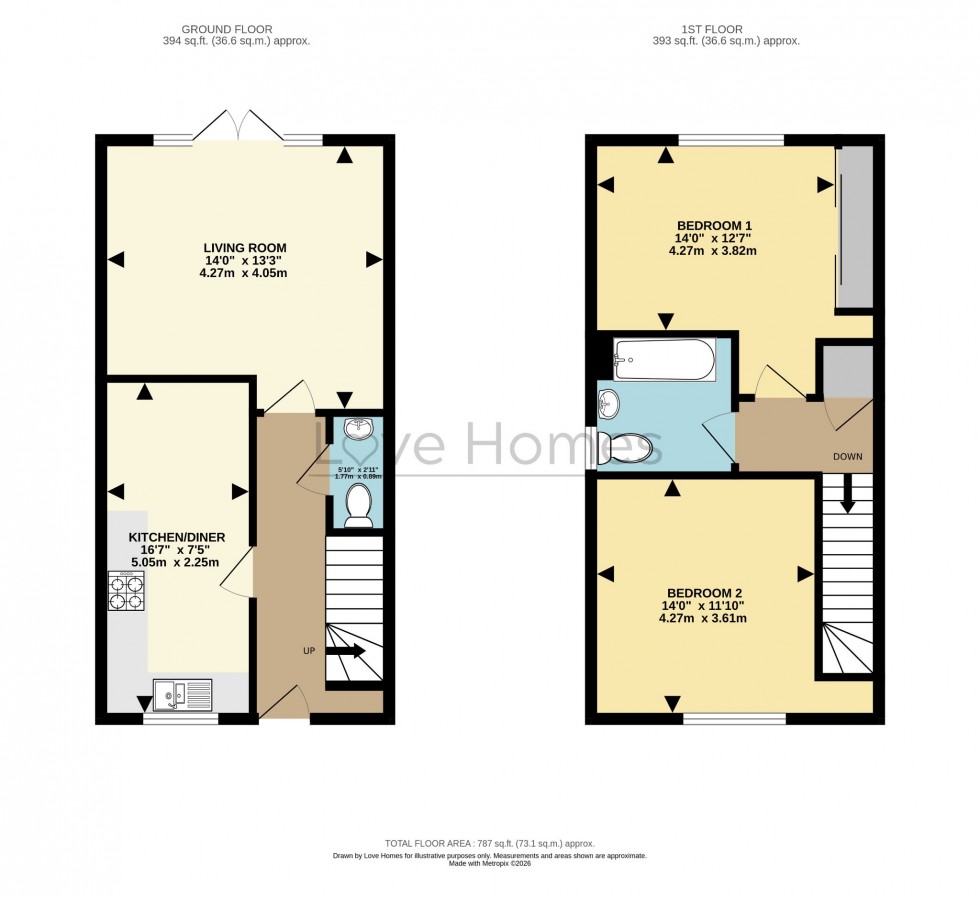 Floorplan for Maple Close, Pulloxhill